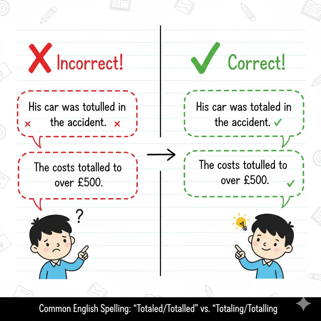 totalled / totaling / totalling