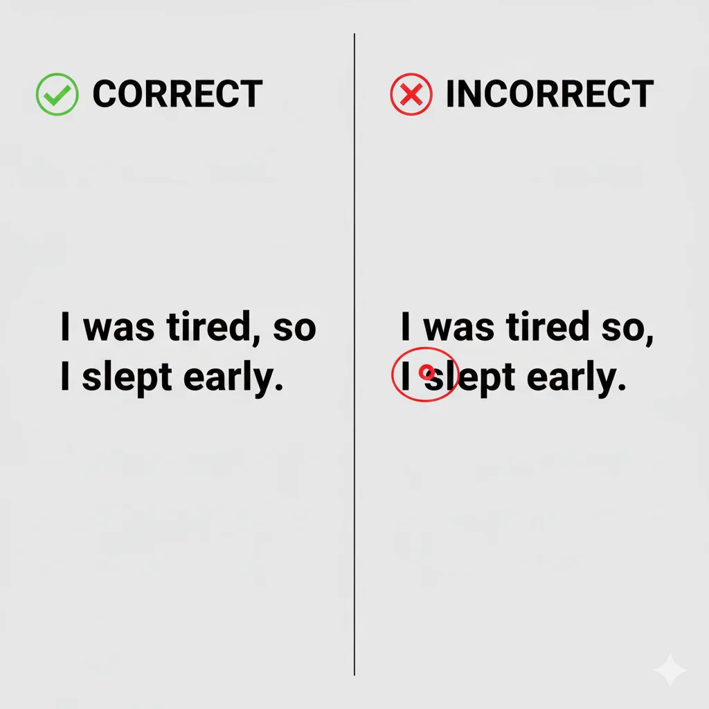 comma before or after so