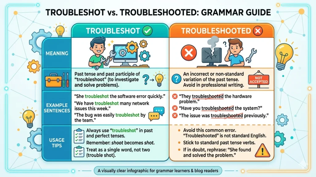 troubleshot or troubleshooted
